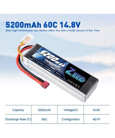 4S Lipo Battery 5200mAh 14.8V 60C RC Battery Soft Case with Deans T Plug for RC Plane Quadcopter Airplane Helicopter RC Car T...