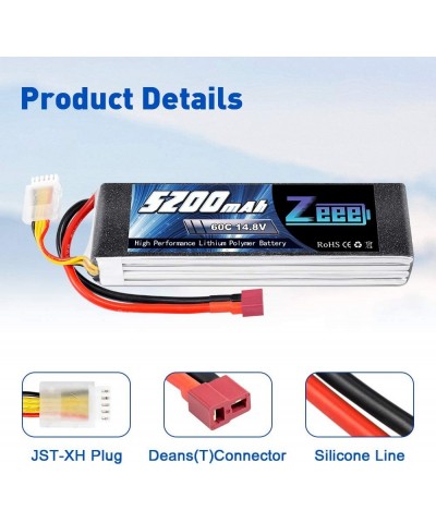 4S Lipo Battery 5200mAh 14.8V 60C RC Battery Soft Case with Deans T Plug for RC Plane Quadcopter Airplane Helicopter RC Car T...