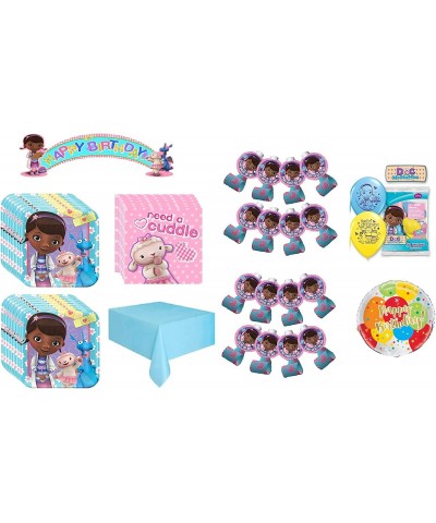 Doc McStuffins Birthday Party Supplies Bundle Pack includes Plates Napkins Table Cover Birthday Banner Blowouts Mylar and Lat...