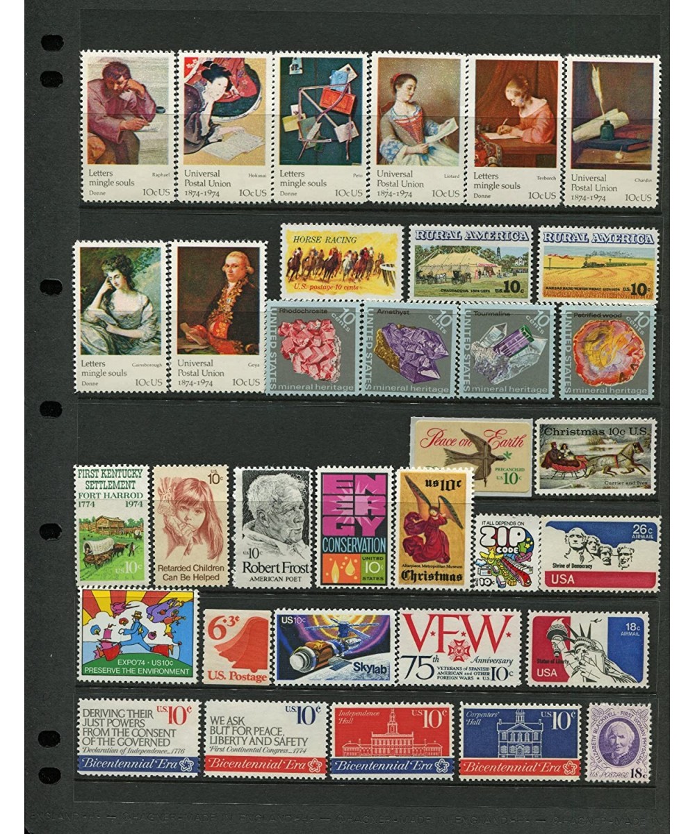 COMPLETE MINT SET OF POSTAGE STAMPS ISSUED IN THE YEAR 1974 BY THE U.S. POST OFFICE DEPT (35 Stamps) $25.34 Collectibles Disp...