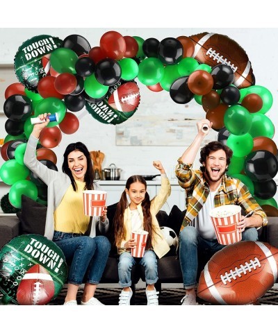 97 Pieces Football Balloons Set 6 Pieces Football Field Foil Balloons 90 Pieces Latex Balloons and Long Balloon Strip for Spo...