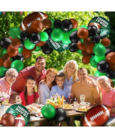 97 Pieces Football Balloons Set 6 Pieces Football Field Foil Balloons 90 Pieces Latex Balloons and Long Balloon Strip for Spo...