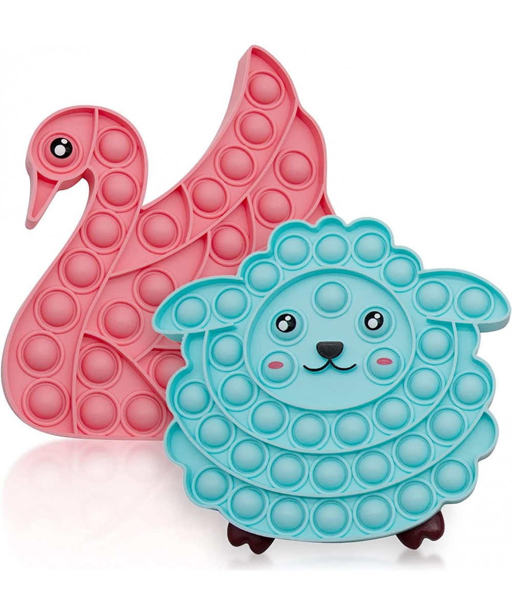 Pop Fidget Toy Set - Pack of 2 Sheep & Swan - Push Bubble Toys for Boys & Girls Sensory Popper Tools for Adults or Kids - Gam...