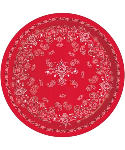 7" Red Bandana Western Dessert Paper Plates Red Western Round Paper Plates Western Party Plates Disposable Plates for Baby Sh...