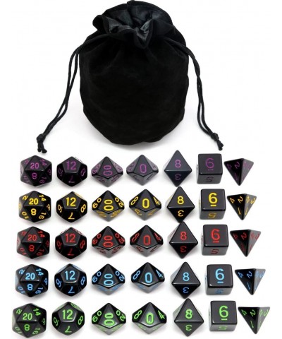 5 Sets New Black Polyhedral Dice with Satin-Lined Velvet Bag for Dungeons and Dragons DND RPG MTG D20 D12 D10 D8 D6 D4 $18.00...