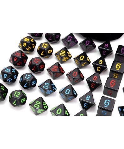 5 Sets New Black Polyhedral Dice with Satin-Lined Velvet Bag for Dungeons and Dragons DND RPG MTG D20 D12 D10 D8 D6 D4 $18.00...