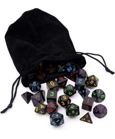 5 Sets New Black Polyhedral Dice with Satin-Lined Velvet Bag for Dungeons and Dragons DND RPG MTG D20 D12 D10 D8 D6 D4 $18.00...