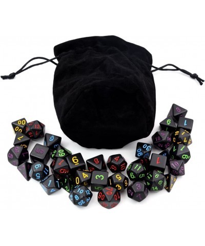 5 Sets New Black Polyhedral Dice with Satin-Lined Velvet Bag for Dungeons and Dragons DND RPG MTG D20 D12 D10 D8 D6 D4 $18.00...