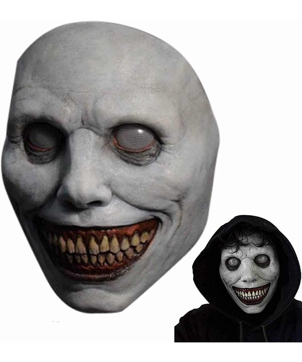 Creepy Halloween Mask - Smiling Demons Smiling White Face Demon Horror Mask The Evil Cosplay Props American Drama Exorcist Wh...