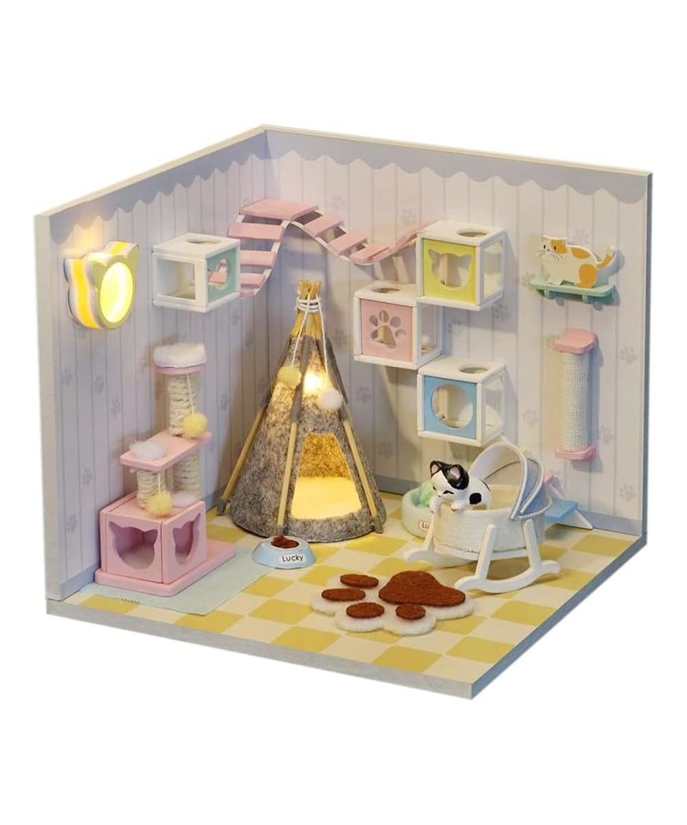 DIY Dollhouse Miniature Kit with Furniture and Dust Cover Wooden Mini Dollhouse Kit (Pet Room) Best for Children and Adults $...