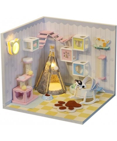 DIY Dollhouse Miniature Kit with Furniture and Dust Cover Wooden Mini Dollhouse Kit (Pet Room) Best for Children and Adults $...