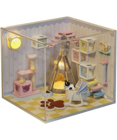 DIY Dollhouse Miniature Kit with Furniture and Dust Cover Wooden Mini Dollhouse Kit (Pet Room) Best for Children and Adults $...