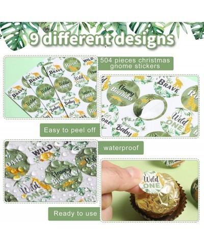 Jungle Safari Favor Stickers Gold Glitter Wild One Baby Shower Stickers Palm Leaves Wild Animals Labels Classic Round Safari ...