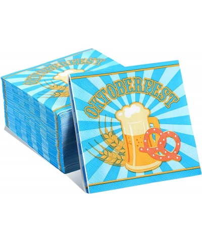 100 Pcs Paper Napkins in the Style of Oktoberfest Festival Disposable Blue Luncheon Napkin for German Bavarian Beer Party Dec...