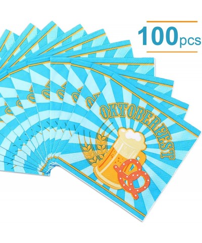 100 Pcs Paper Napkins in the Style of Oktoberfest Festival Disposable Blue Luncheon Napkin for German Bavarian Beer Party Dec...