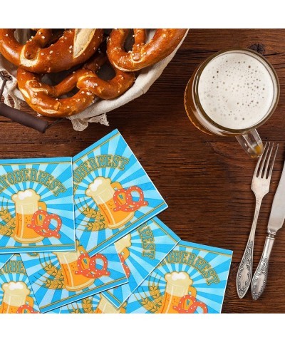 100 Pcs Paper Napkins in the Style of Oktoberfest Festival Disposable Blue Luncheon Napkin for German Bavarian Beer Party Dec...