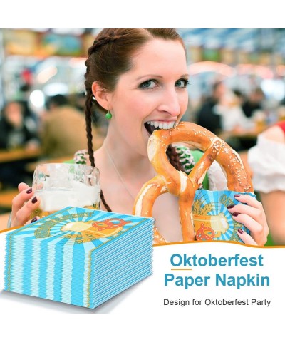 100 Pcs Paper Napkins in the Style of Oktoberfest Festival Disposable Blue Luncheon Napkin for German Bavarian Beer Party Dec...