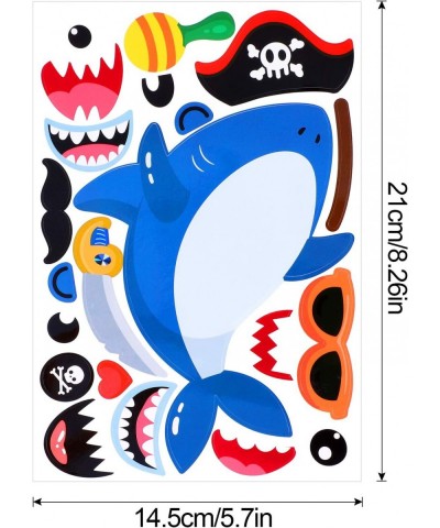 24 Sheets Shark Make Your Own Stickers Decorative for Kids Shark Theme Sticker Mix And Match Shark Sticker Shark Birthday Par...