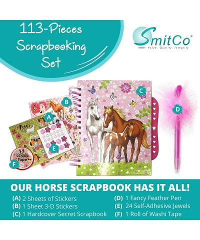 Horse Scrapbook Kit for Girls | Equestrian DIY Scrapbooking Kit for Little Girl and Tween Gifts | 114 Piece Scrapbook and Sta...