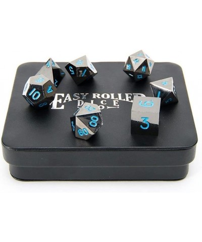 Powder Blue Gun Metal Polyhedral Dice Set | 7 Piece | Professional Edition | Free Display Case | Hand Checked Quality Control...