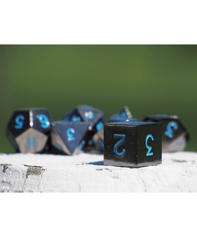 Powder Blue Gun Metal Polyhedral Dice Set | 7 Piece | Professional Edition | Free Display Case | Hand Checked Quality Control...