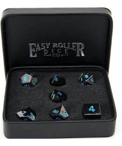 Powder Blue Gun Metal Polyhedral Dice Set | 7 Piece | Professional Edition | Free Display Case | Hand Checked Quality Control...