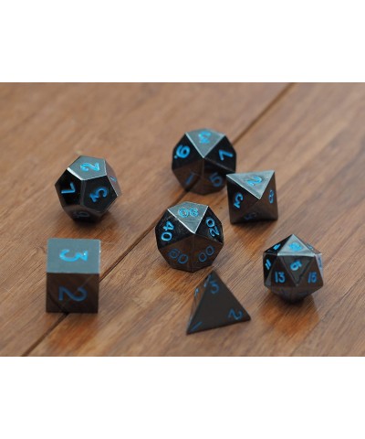 Powder Blue Gun Metal Polyhedral Dice Set | 7 Piece | Professional Edition | Free Display Case | Hand Checked Quality Control...