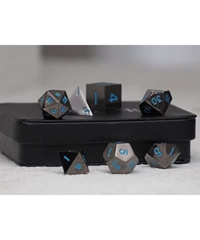 Powder Blue Gun Metal Polyhedral Dice Set | 7 Piece | Professional Edition | Free Display Case | Hand Checked Quality Control...