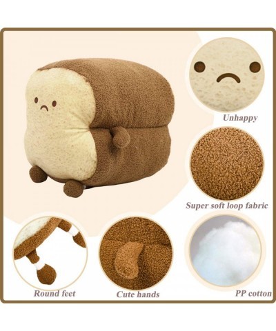 Toast Sliced Bread Pillow Bread Shape Plush Pillow Facial Expression Soft Toast Bread Food Sofa Cushion Stuffed Doll Toy for ...