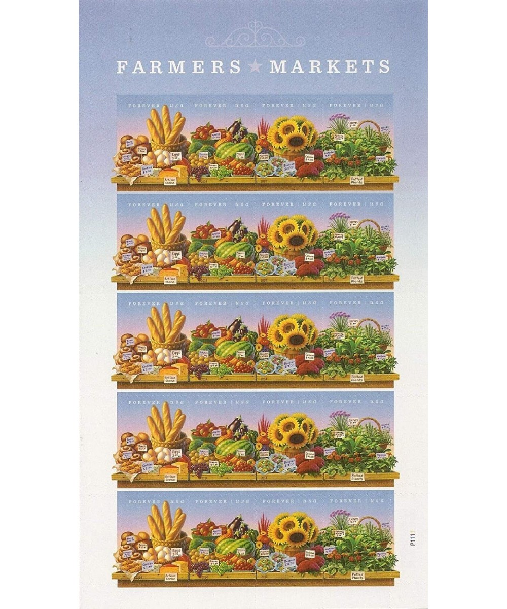 Farmers Markets Sheet of Twenty Forever Postage Stamps Scott 4915a $47.08 Collectible Postage Stamps