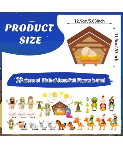 33 Pcs Birth of Jesus Felt Figures Nativity Stories Baby Precut Bible Characters Flannel Board Kids Classroom Activity Christ...