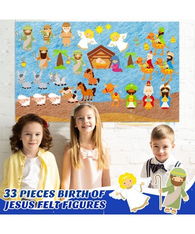 33 Pcs Birth of Jesus Felt Figures Nativity Stories Baby Precut Bible Characters Flannel Board Kids Classroom Activity Christ...