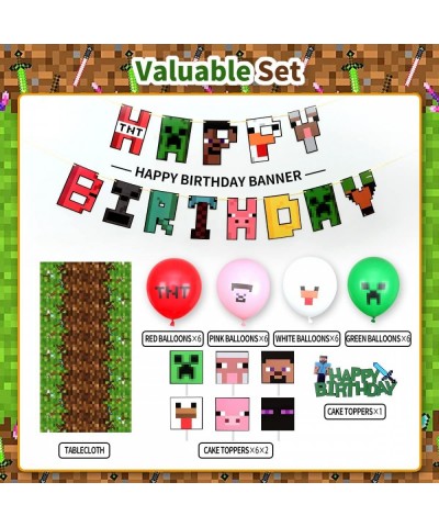 Pixel Game Birthday Party Supplies--40PCS for Pixel Style Party Favors Pixel Craft Table Cloths for Kids' Birthday Parties & ...