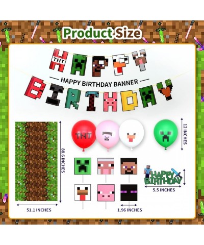 Pixel Game Birthday Party Supplies--40PCS for Pixel Style Party Favors Pixel Craft Table Cloths for Kids' Birthday Parties & ...