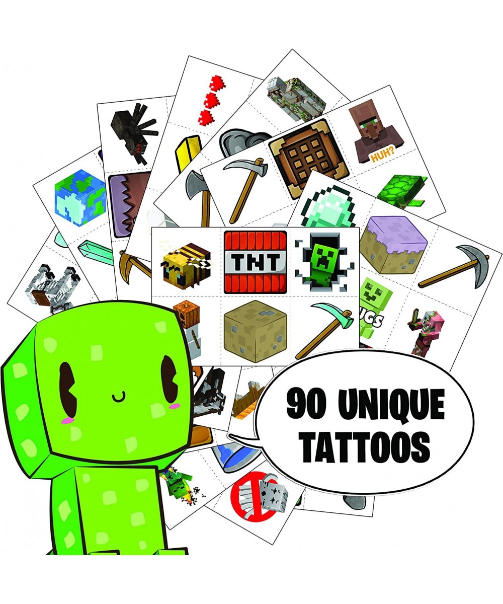 Video Game Party Favors - Pixel Mine - Temporary Tattoos for Boys Birthday - 90 Tattoos Pack of 15 - Pixel Mine Birthday Part...