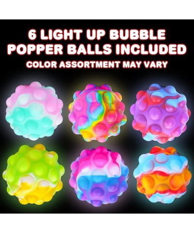 Light Up Bubble Popper Balls Set of 6 Unique Pop It Fidget Toys with LED Effects Stress Relief Toys for Kids Great as Fidget ...