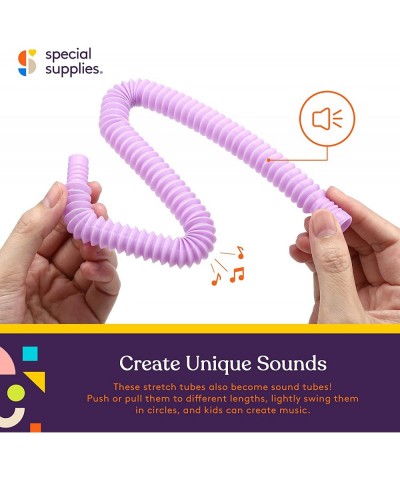 12-Pack Mini Fun Pull and Fun Tubes for Kids Stretch Bend Build and Connect Toy Provide Tactile and Auditory Sensory Play Col...