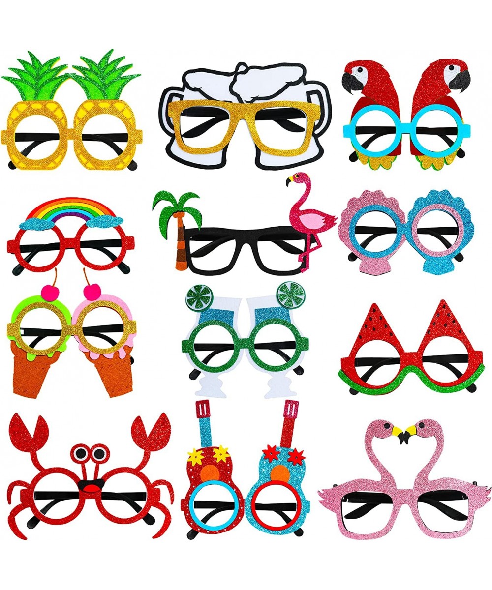 12Pcs Summer Party Glasses Glitter Hawaiian Glasses Pack Hawaiian Eyeglasses Decorations for Summer Hawaiian Parties Holiday ...