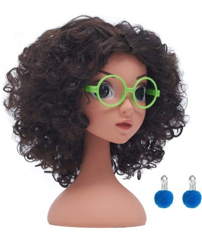 Mirabel Wig for Girls Encanto Kids Costume Hair with Dress Up Green Glasses Blue Earrings Halloween Cosplay $29.44 Kids' Dres...