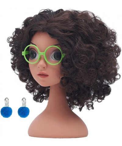 Mirabel Wig for Girls Encanto Kids Costume Hair with Dress Up Green Glasses Blue Earrings Halloween Cosplay $29.44 Kids' Dres...