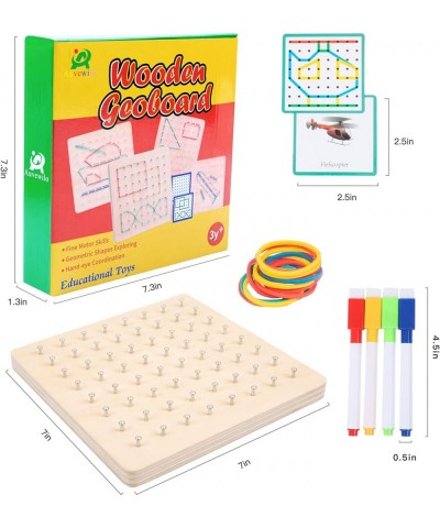 Wooden Geoboards with Rubber Bands Montessori Educational Toy Math Manipulative Education for Kids with Challenge Cards for C...