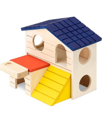 Hamster Toy House - Wooden House for Hamsters with 2 Floors and Balcony - Wood Playhouse for Small Pet Gerbil or Mouse (6.3"x...