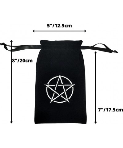 Pentacle Velvet Tarot Bag Black Cloth Purse 8" 5" Embroidery Pentagram Velvet Pouch Tarot Card Holder(Bag) Tarot Pouch $22.18...