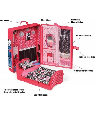 Home and Go Dollhouse Playset Travel & Storage Case with Bed/Bedding for 12-inch Fashion Dolls $31.69 Doll Accessories