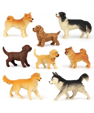 Dog Figures Play Set 8 pcs Realistic Dog Figurines Toys Durable Solid Body Poppy Model Include Husky Rechofer Golden Retrieve...