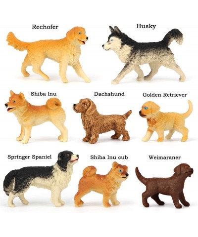 Dog Figures Play Set 8 pcs Realistic Dog Figurines Toys Durable Solid Body Poppy Model Include Husky Rechofer Golden Retrieve...