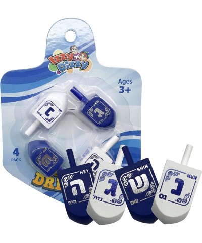 Hanukkah Dreidels - Blue and White Wooden Dreidel - 4 Pack Medium - Hand Painted - Game Instructions Included $14.58 Novelty ...