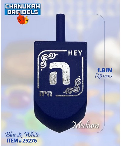 Hanukkah Dreidels - Blue and White Wooden Dreidel - 4 Pack Medium - Hand Painted - Game Instructions Included $14.58 Novelty ...