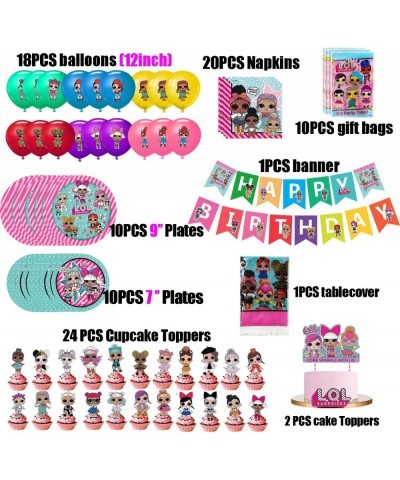 LOL Party Supplies Set - 116 pcs Birthday Decorations 10-Kids LOL Theme Party includes Happy Birthday Banner Tablecover Plate...