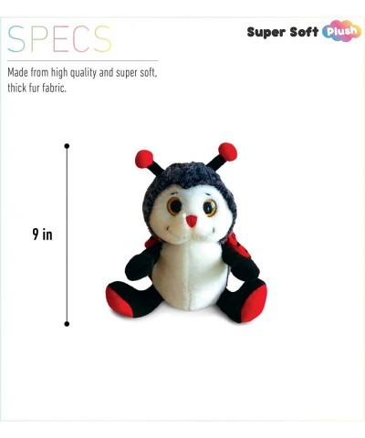 Black & Red Sitting Ladybug Plush Animal Stuffed Toy Super Soft Cuddly Critter Children's Bedtime Buddy Ornament Display Imag...